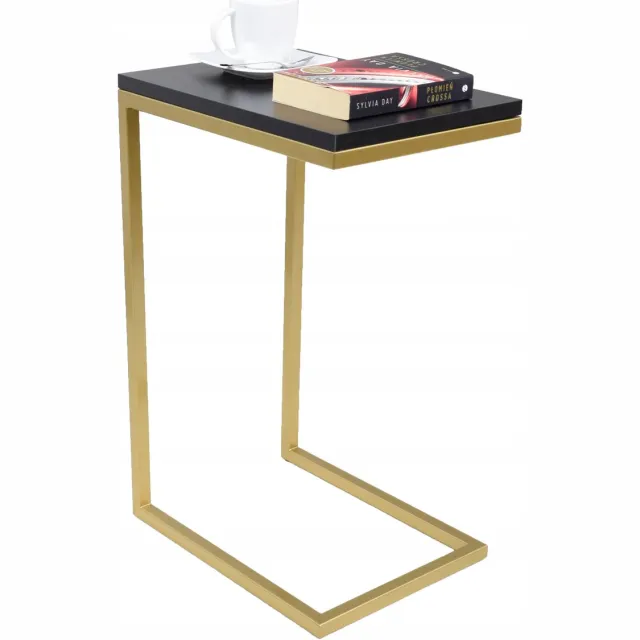 FutuStal Serie SPM - Bijzettafel - Zwart MiniPearl - Gouden Standaard Goud;Zwart