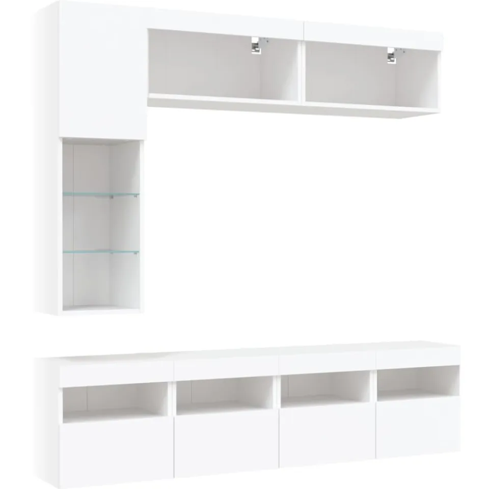 vidaXL 7-delige Tv-wandmeubelset met LED-verlichting wit, foto 4