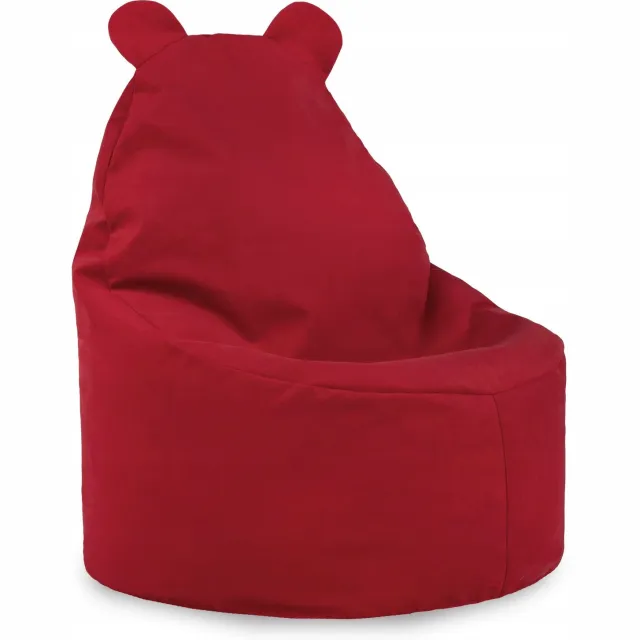 Italpouf Rode Teddy Poef Zitzak Kinderen - Zacht Velours, Veilig & Gecertificeerd Rood