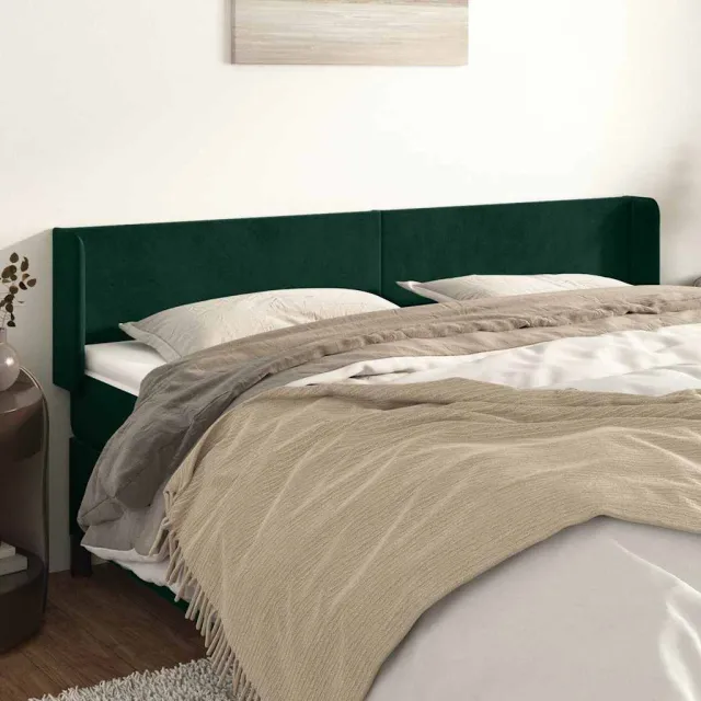 vidaXL Hoofdbord met randen 203x16x78/88 cm fluweel donkergroen groen