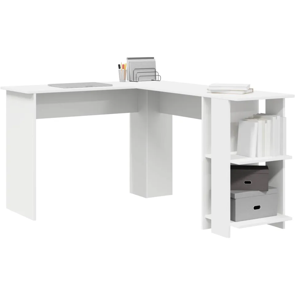 vidaXL Hoekbureau Wit 140 x 113,5 x 75 cm Bewerkt hout