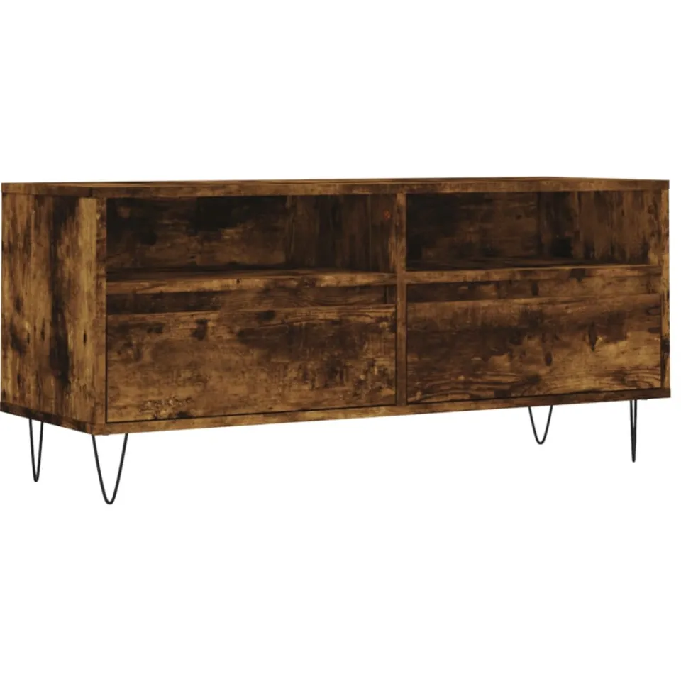 vidaXL Tv-meubel 100x34,5x44,5 cm bewerkt hout gerookt eikenkleurig, foto 3