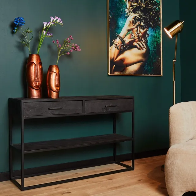 Starfurn Sidetable New York - Rechthoek Zwart Hout - 120x35x76cm