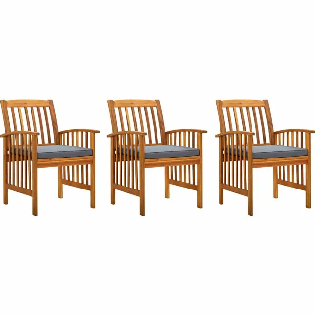 vidaXL Tuinstoelen 3 st met kussens massief acaciahout Grijs