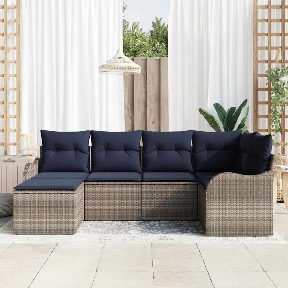vidaXL Tuin Sofa Set Grijs poly rattan, foto 3