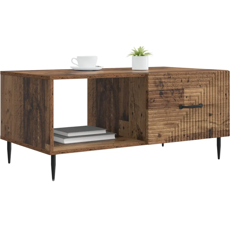 vidaXL Salontafel Oud hout 90 x 50 x 40 cm Bewerkt hout bruin, foto 2