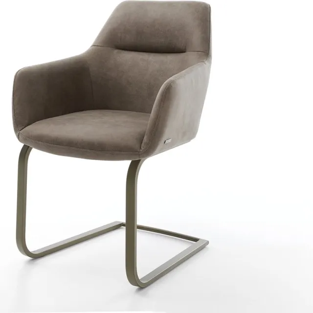 DELIFE Sledestoel Pejo-Flex sledemodel vlak afwerking met titanium microvelours taupe vintage pocketveer kern Beige