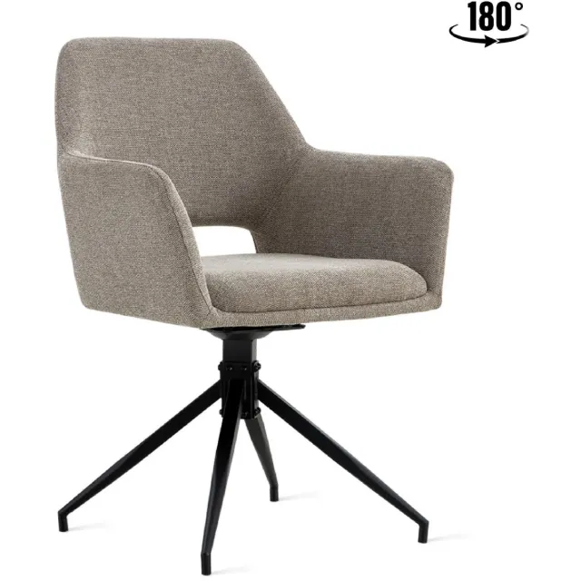 Set van 2 - Nest of Nora Draaibare comfortabele eetkamerstoelen met armleuningen Savi - Linnen - Taupe