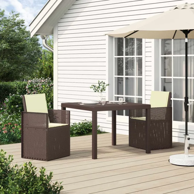 vidaXL Tuin eettafelset 3 st Bruin en crèmekleurig PP, foto 2