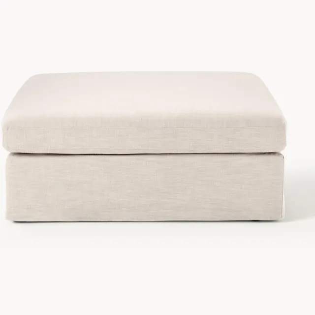 Westwing Collection Voetenbank Russell met afneembare hoezen Beige