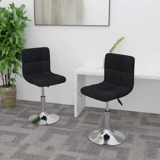 vidaXL Eetkamerstoelen draaibaar 2 st stof zwart, foto 2
