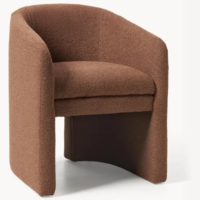 Westwing Collection Bouclé armstoel Mairo Bruin