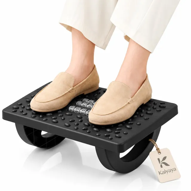 kaiyaya voetensteun bureau ergonomisch - antislip en massage - ergonomisch kantelbaar - voor onder bureau, thuis en kantoor - zwart