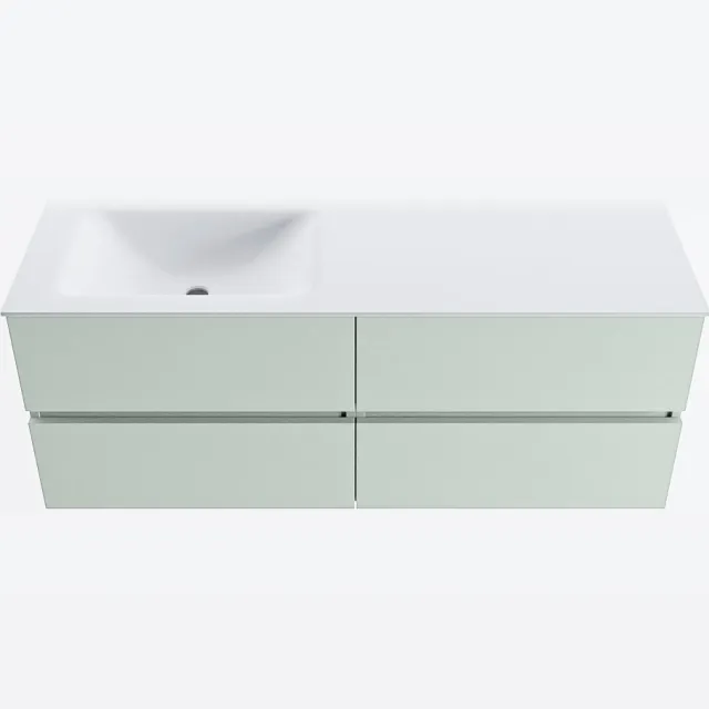 Mondiaz VICA 130cm badmeubel onderkast Greey 4 lades. Wastafel CLOUD links zonder kraangat, kleur Talc.