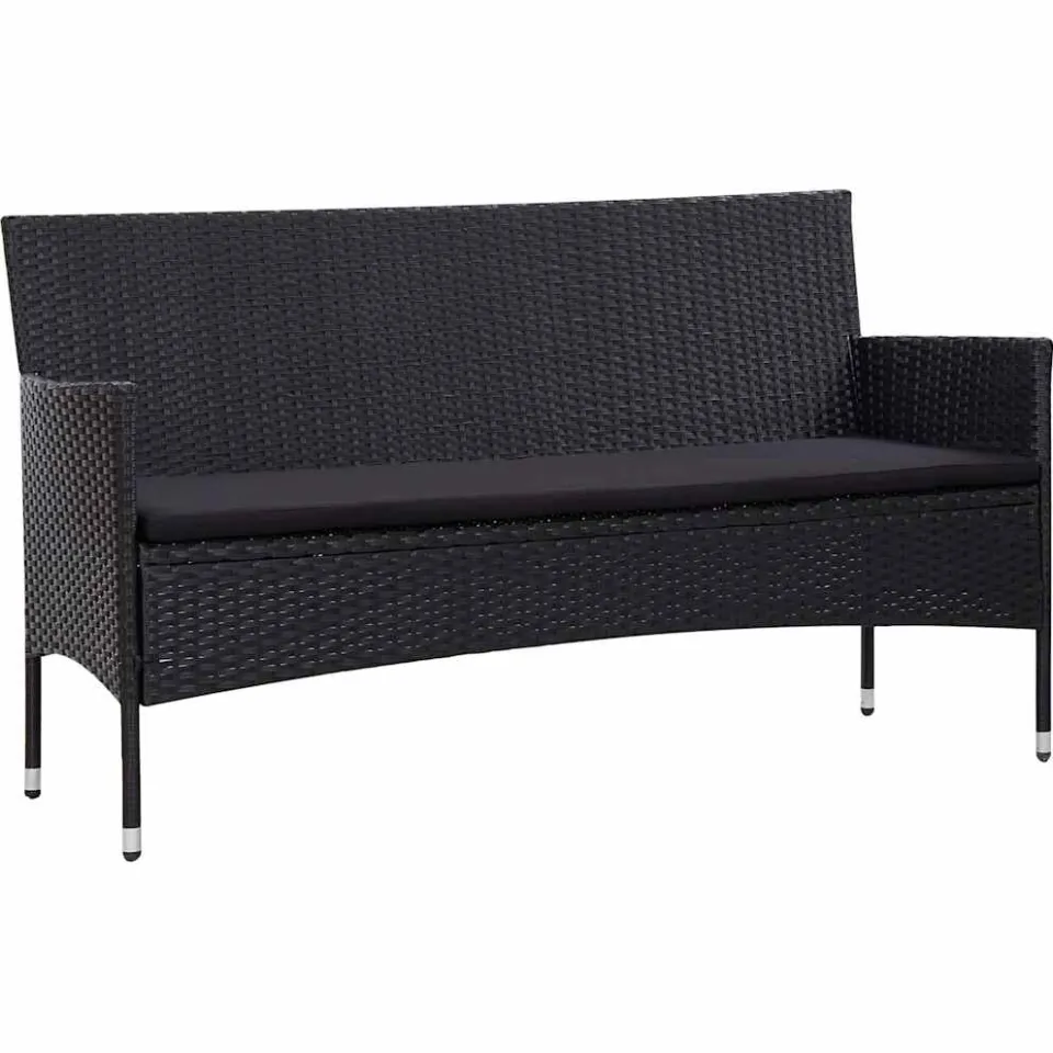 vidaXL 5-delige Loungeset met kussens poly rattan zwart, foto 3