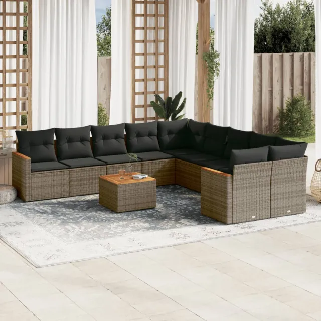 vidaXL Patio Sofa Set 10-zits Grey