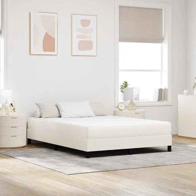 vidaXL Bedmatras met matras Crème 140 x 190 cm Stof