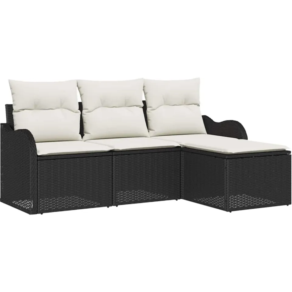 vidaXL Tuin Sofa Set 4 st Zwart poly rattan