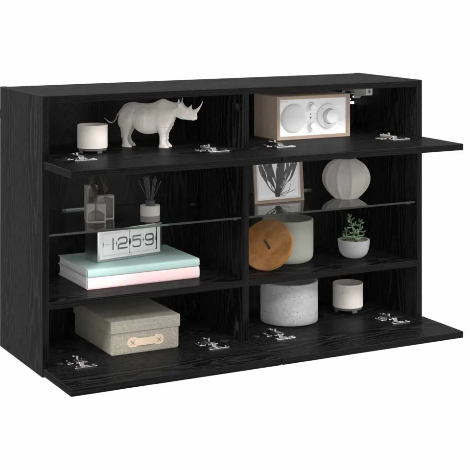 vidaXL TV-wandkast 98,5 x 30 x 60,5 cm Zwart Eiken Bewerkt hout, foto 3
