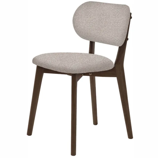 Giga Living Eetkamerstoel Stilo - Beige/Walnoot - 49x54x80cm - Set van 2 Bruin