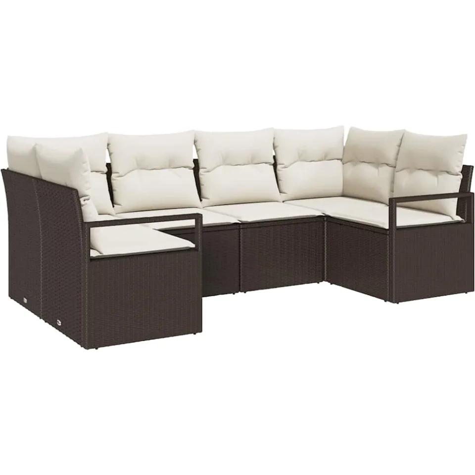vidaXL Tuinbankenset 6 st Bruin en wit poly rattan