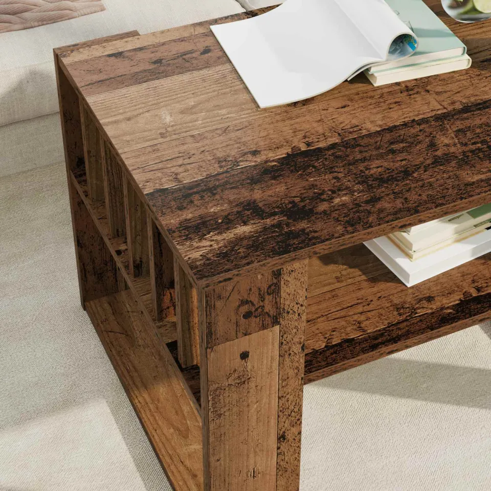 vidaXL Salontafel Oudhout 66 x 49,5 x 45 cm Bewerkt hout bruin, foto 4