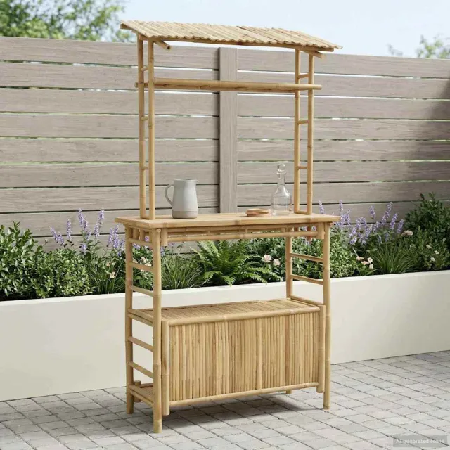 vidaXL Buiten Bartafel Naturel 110 x 50 x 210 cm Bamboe, foto 2