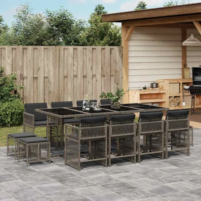 vidaXL 13-delige Tuinset met kussens poly rattan grijs, foto 2