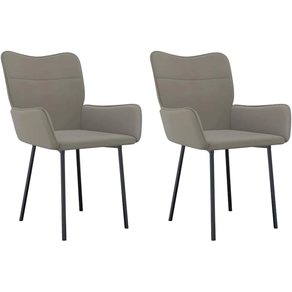 vidaXL Eetkamerstoelen 2 st fluweel lichtgrijs grijs, foto 3