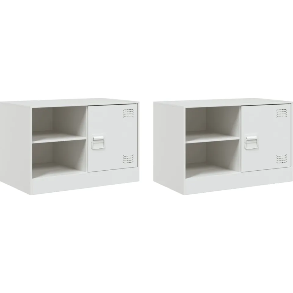 vidaXL Tv-meubelen 2 st 67x39x44 cm staal wit, foto 3