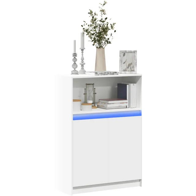 vidaXL Dressoir met LED 72x34x100 cm bewerkt hout wit
