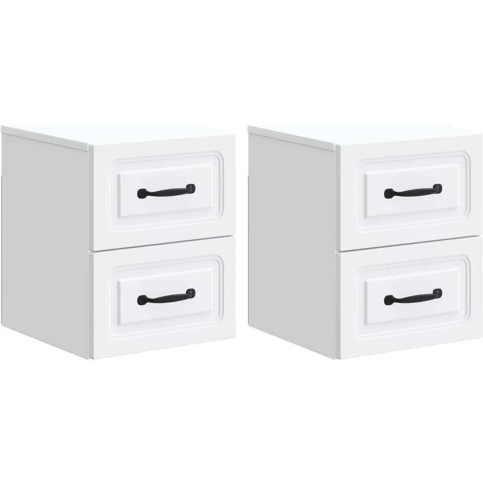 vidaXL Wandbeugel Bedkast 2 st Wit 34,5 x 33 x 40 cm Bewerkt hout, foto 3