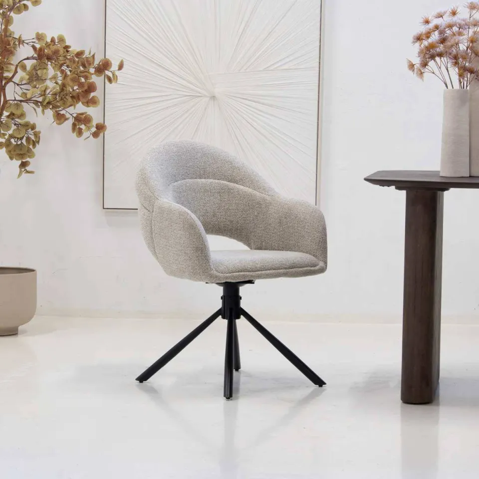 Giga Meubel eetkamerstoel Celeste taupe draaibaar, foto 6