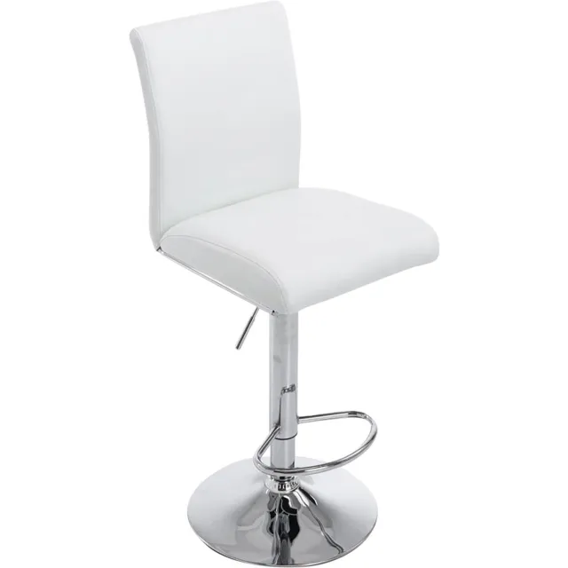 Luxe Comfort Barkruk - Verstelbaar - Wit wit/chroom