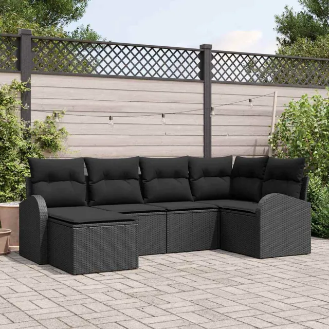 vidaXL Bankstel 6 st Zwart poly rattan, foto 2