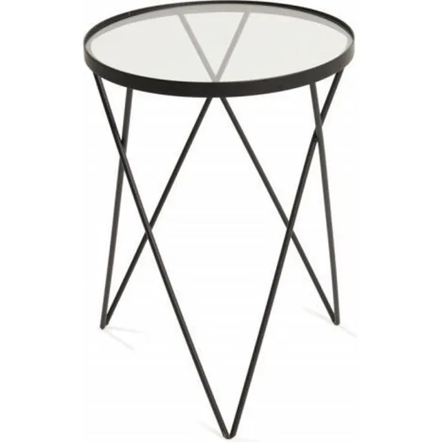 Lifa-Living Lifa Living - Bijzettafel Emily - Zwarte Koffietafel- Metaal & Glas - Luxe - Functioneel - Minimalistisch - Ø 35,5 x 47,5 cm