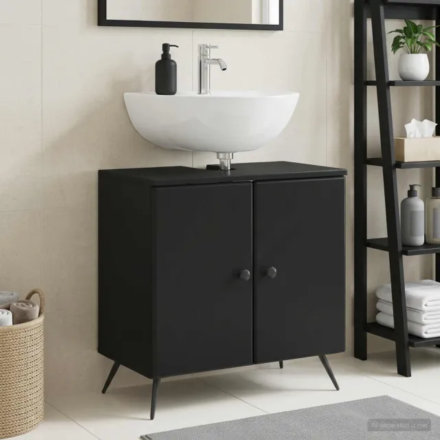 vidaXL Badkamer wastafelkast BREDA Zwart 59,5 x 31,5 x 59 cm, foto 2