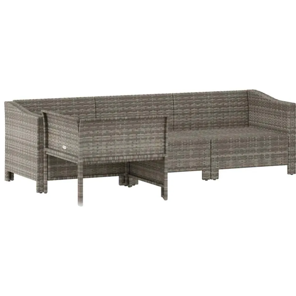 vidaXL 4-delige tuinloungeset met kussens grijs poly rattan, foto 2