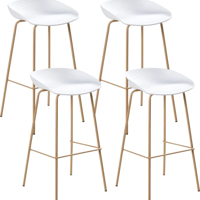 Beliani VENLO - Set van 4 barstoelen - Wit - Synthetisch materiaal