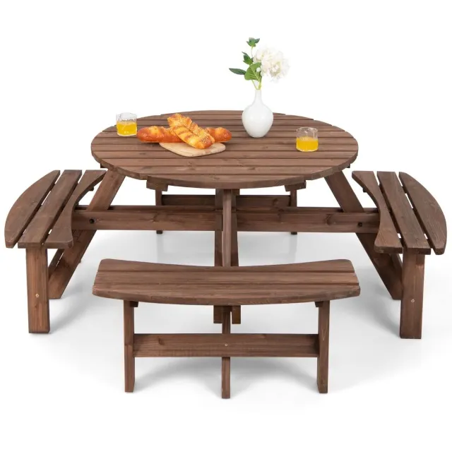 GranMaison Picknicktafel - Kinderen - Tuintafel - Multifunctionele Picknick tafel - Speeltafel - Geschikt voor Buiten - Bruin