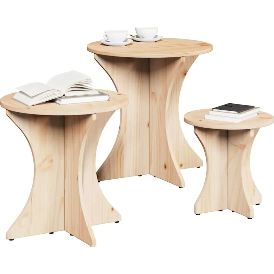 vidaXL Salontafel 3 st Naturel 46 x 46 x 47 cm Bruin