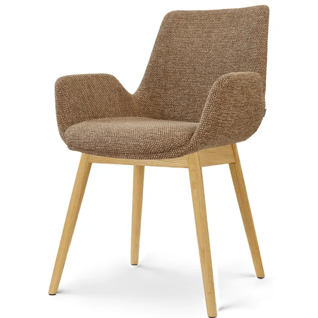 Nolon Nio-Eef eetkamerstoel bruin blend - houten onderstel