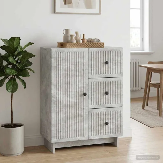 vidaXL Dressoir met lade Betongrijs 66 x 34,5 x 90 cm Bewerkt hout grijs, foto 2