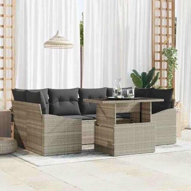 vidaXL Tuin Sofa Set 7 st Licht Grijs en Grijs poly rattan, foto 2