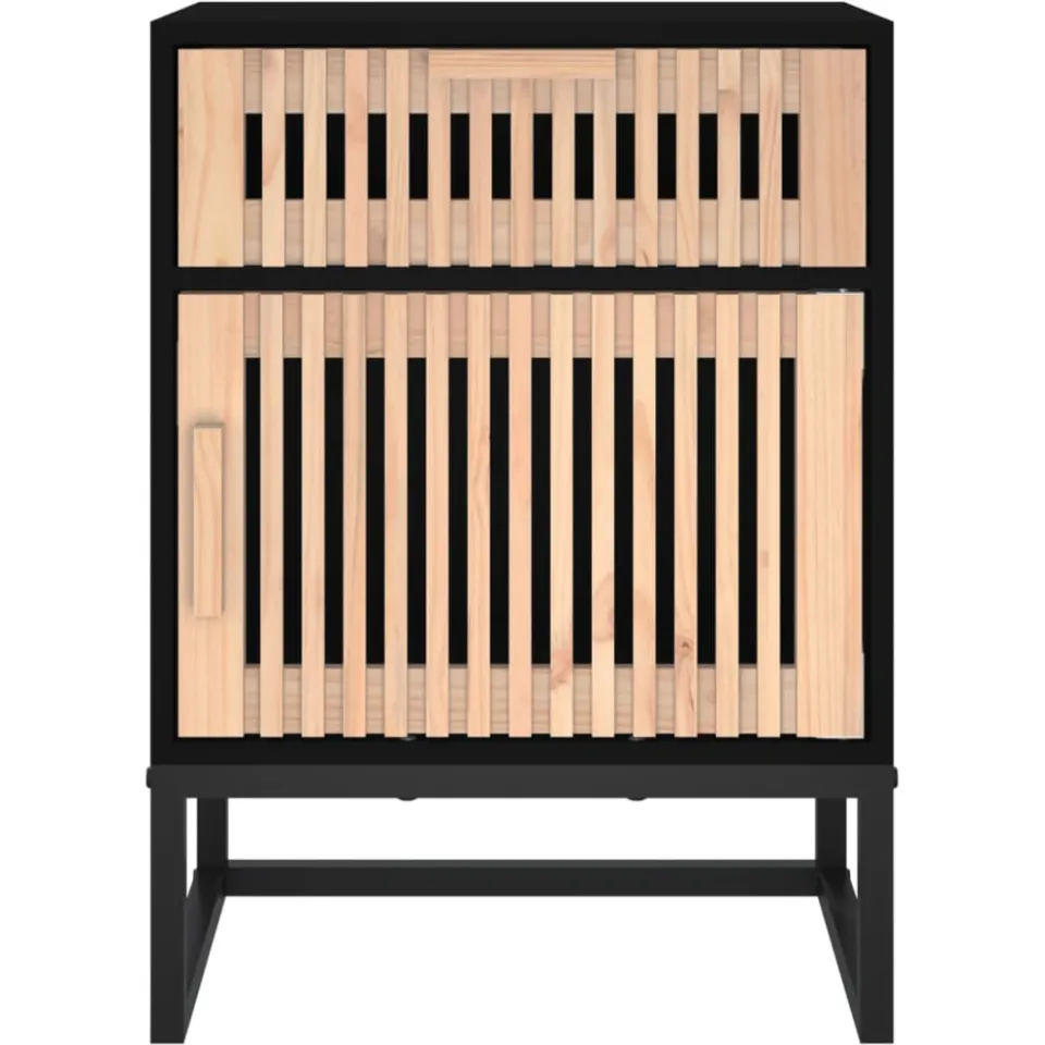 vidaXL Nachtkastje 40x30x55,5 cm bewerkt hout en ijzer zwart, foto 4