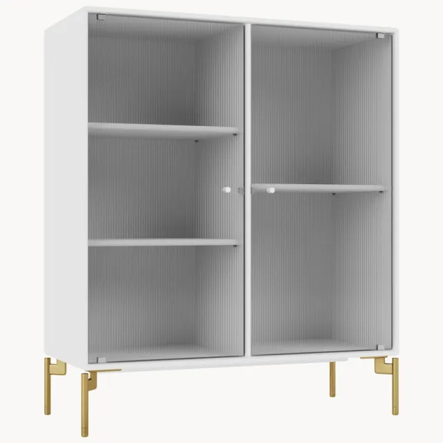Montana Furniture Vitrine Ripple II Wit, Goudkleurig