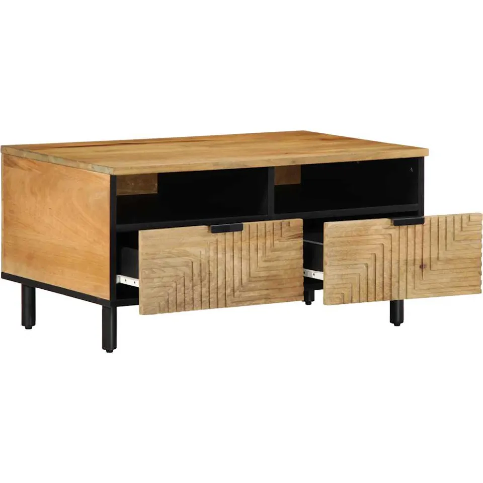 vidaXL Salontafel 80x54x40 cm massief mangohout bruin, foto 2