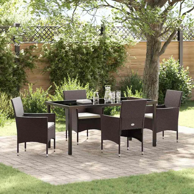 vidaXL Tuin eettafelset 5 st Bruin poly rattan, foto 2