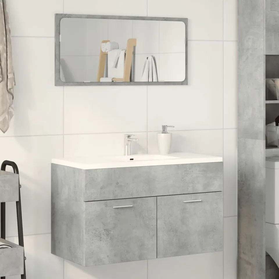 vidaXL Wastafelkast 90x38,5x46 cm bewerkt hout betongrijs grijs, foto 2