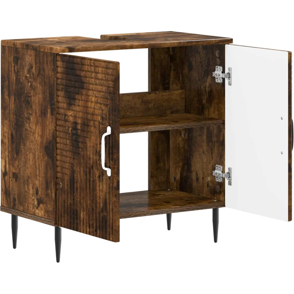 vidaXL Badkamer wastafelkast HAARLEM Gerookt eiken 59,5 x 31,5 x 59 cm Bruin